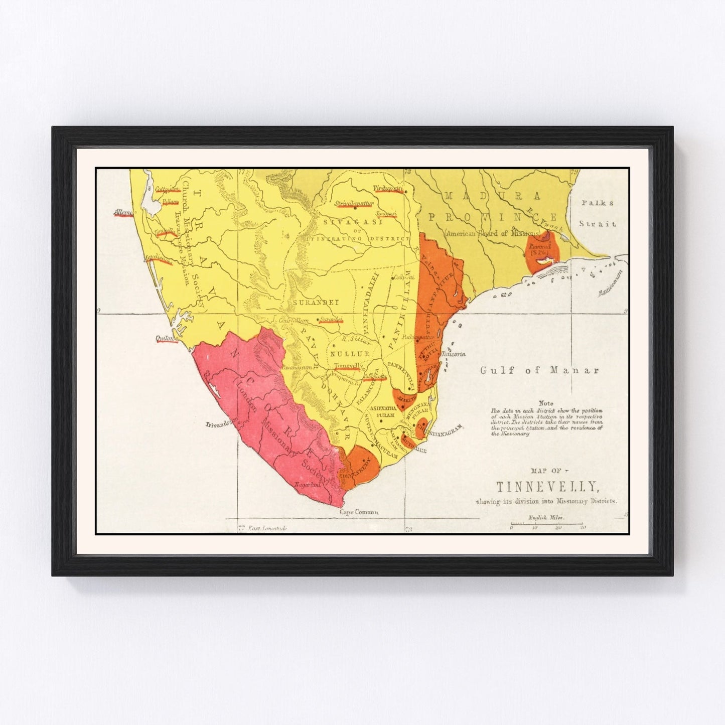 Vintage map of Tirunelveli, India, 1862