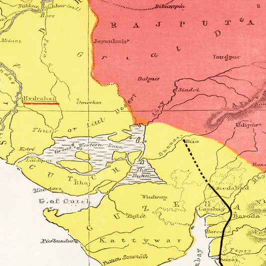 Vintage Map of Bombay, India, 1862