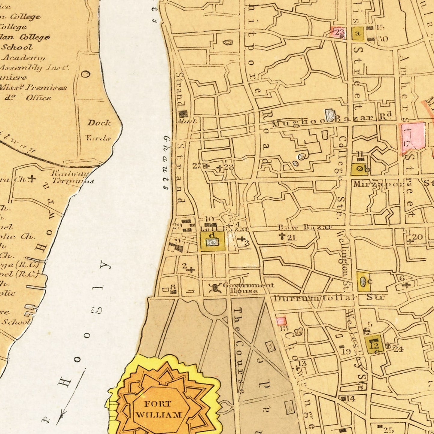 Vintage Map of Calcutta, India, 1862 | Wall Art