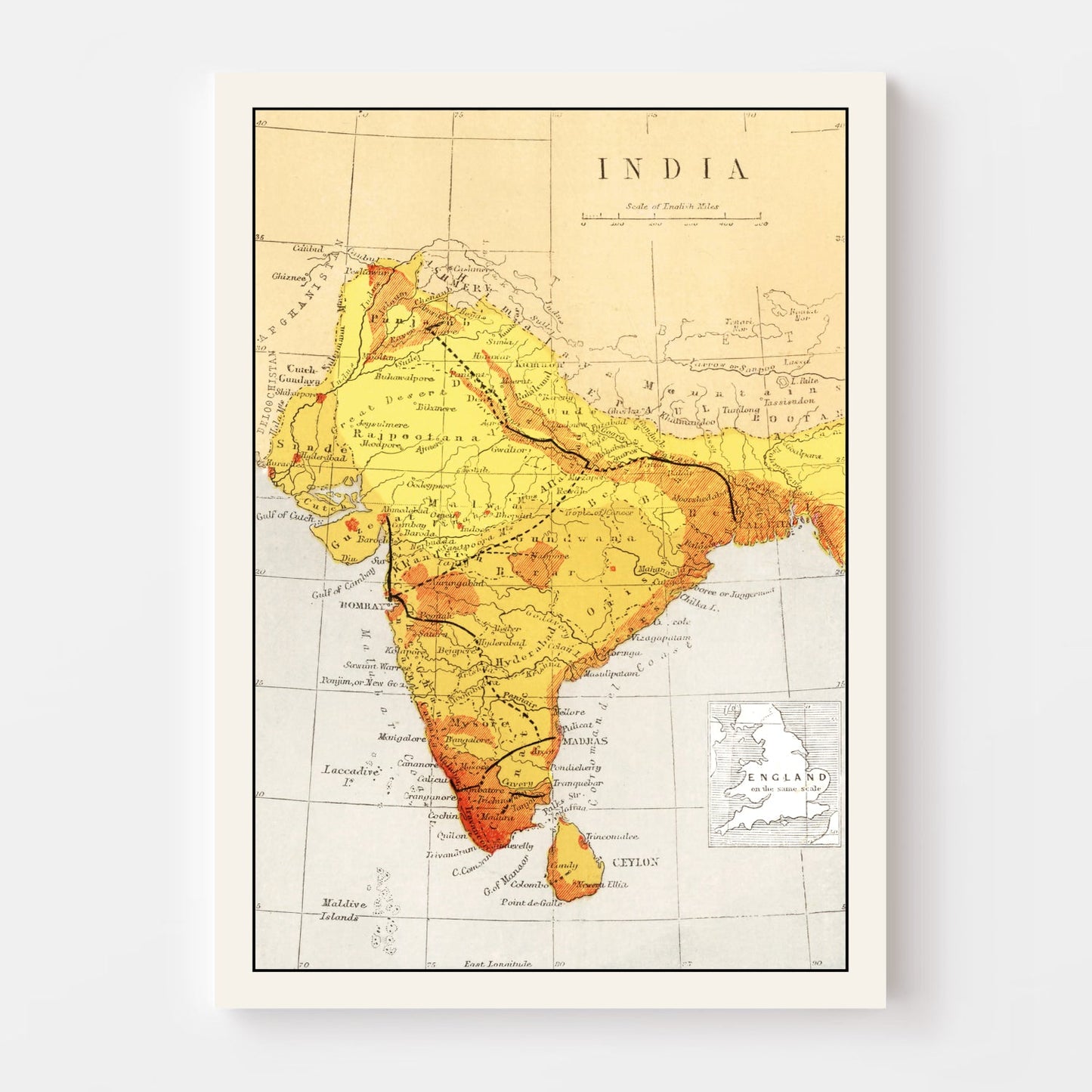 Vintage Map of India, 1862