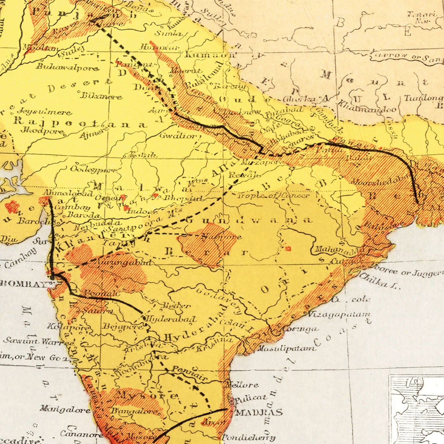 Vintage Map of India, 1862