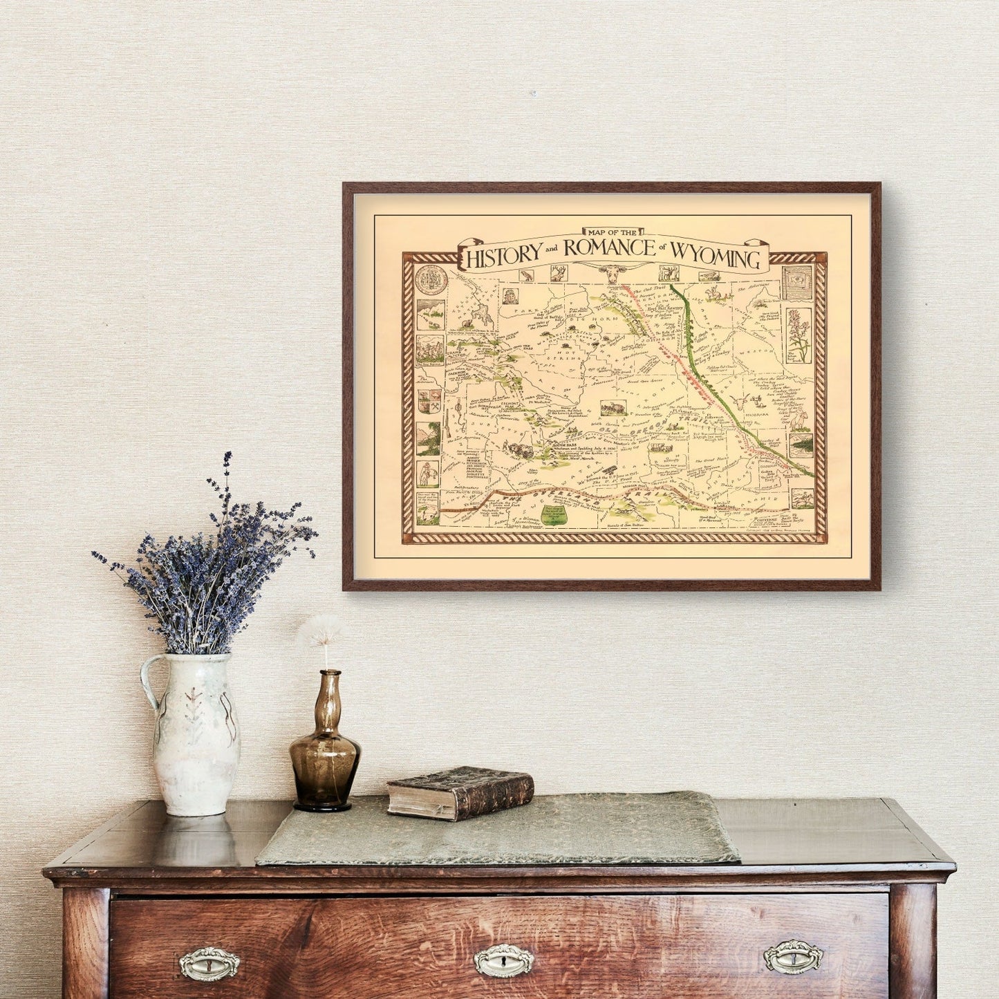 Vintage Map of Wyoming, 1928