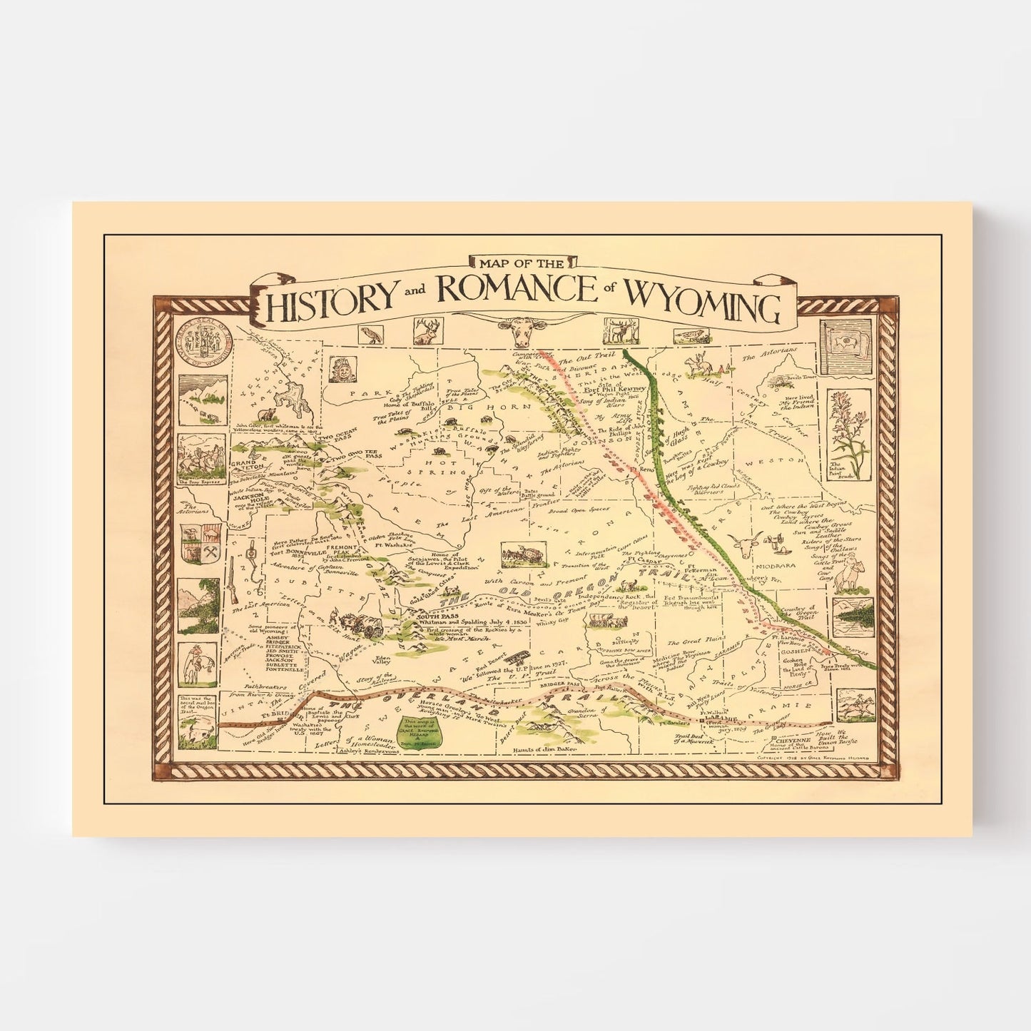 Vintage Map of Wyoming, 1928
