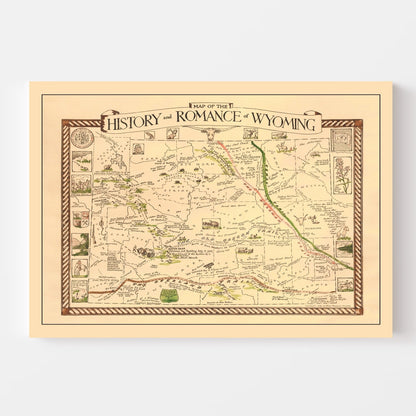 Vintage Map of Wyoming, 1928