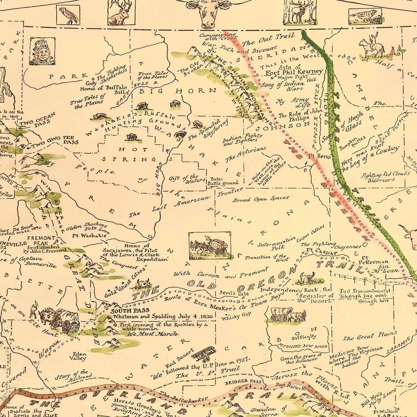 Vintage Map of Wyoming, 1928