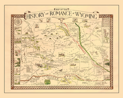 Vintage Map of Wyoming, 1928