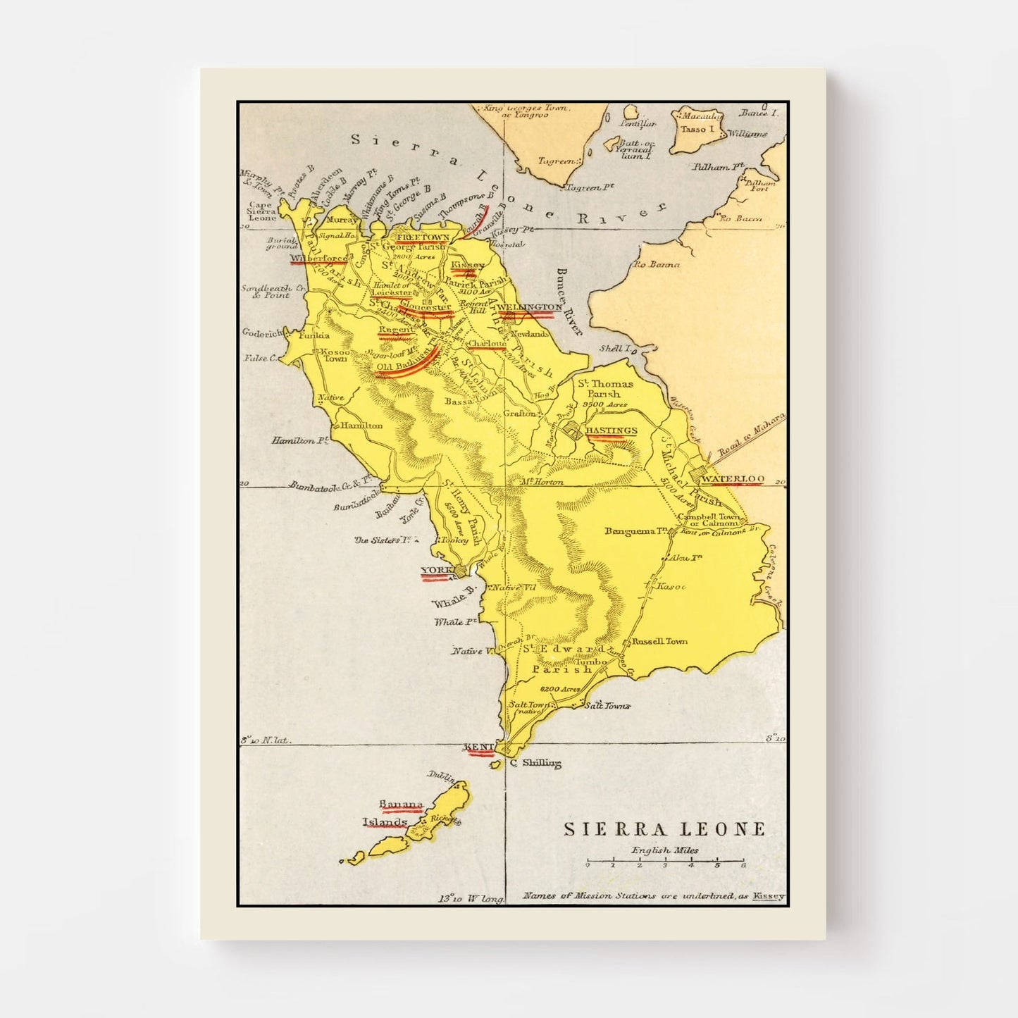 Vintage Map of Sierra Leone, 1862