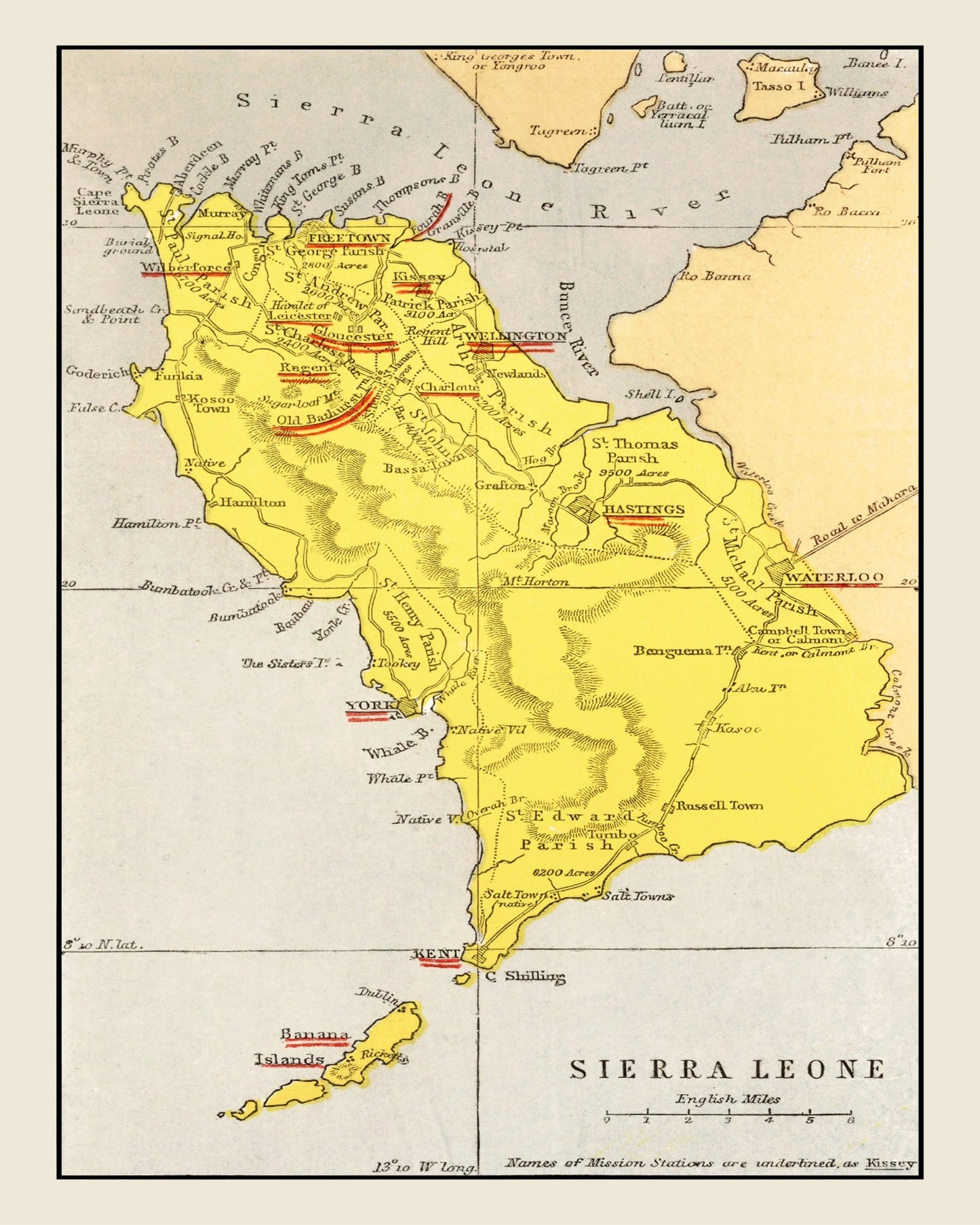 Vintage Map of Sierra Leone, 1862