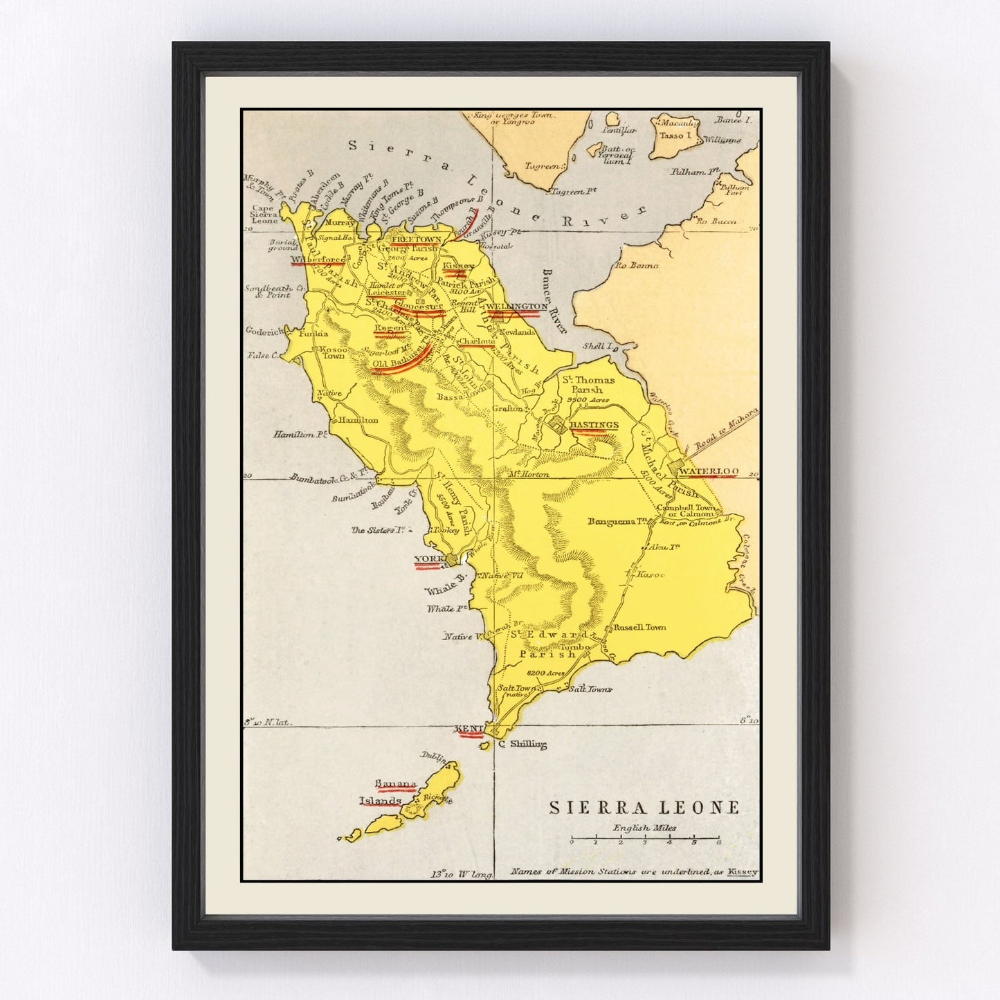 vintage map of Sierra Leone, 1862