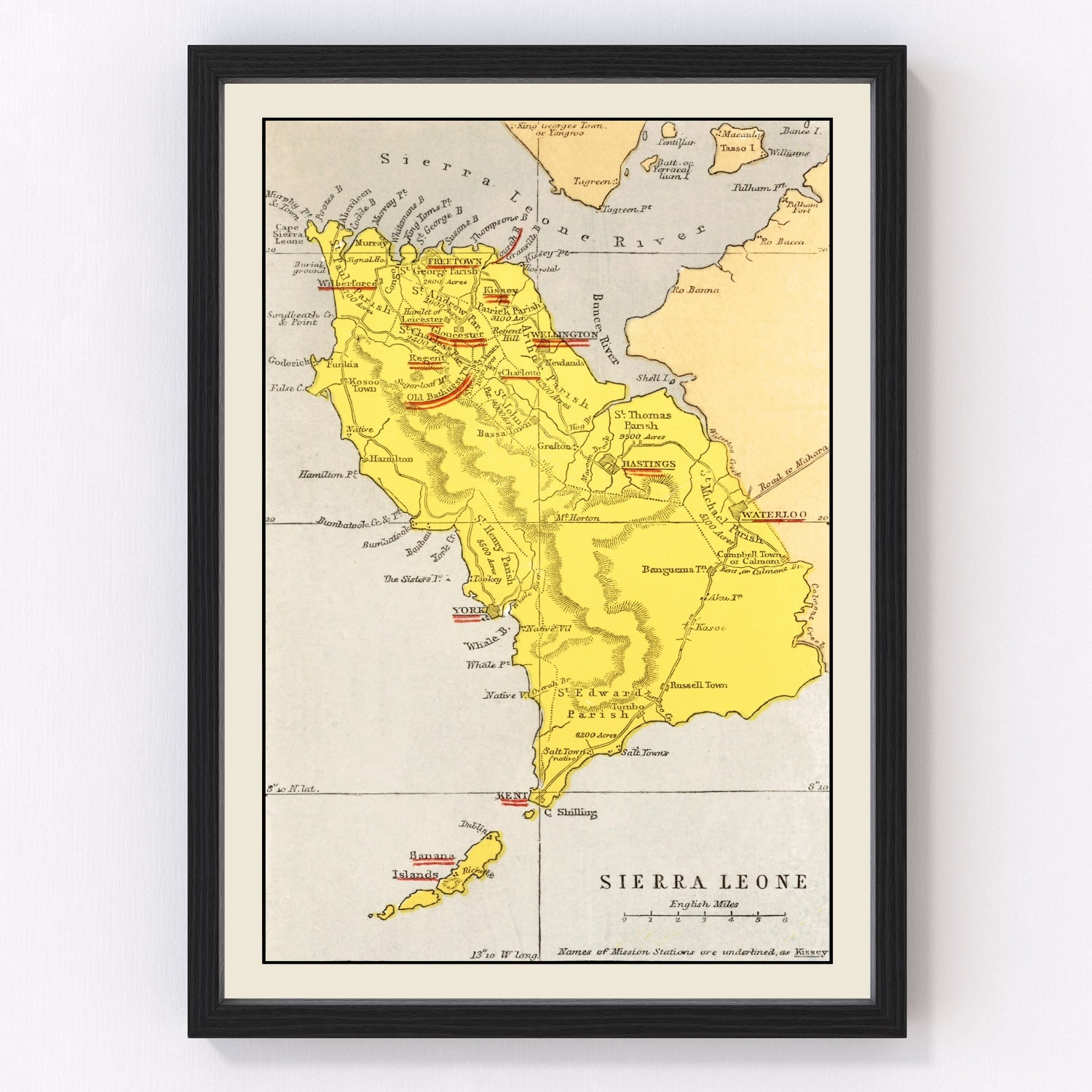 vintage map of Sierra Leone, 1862