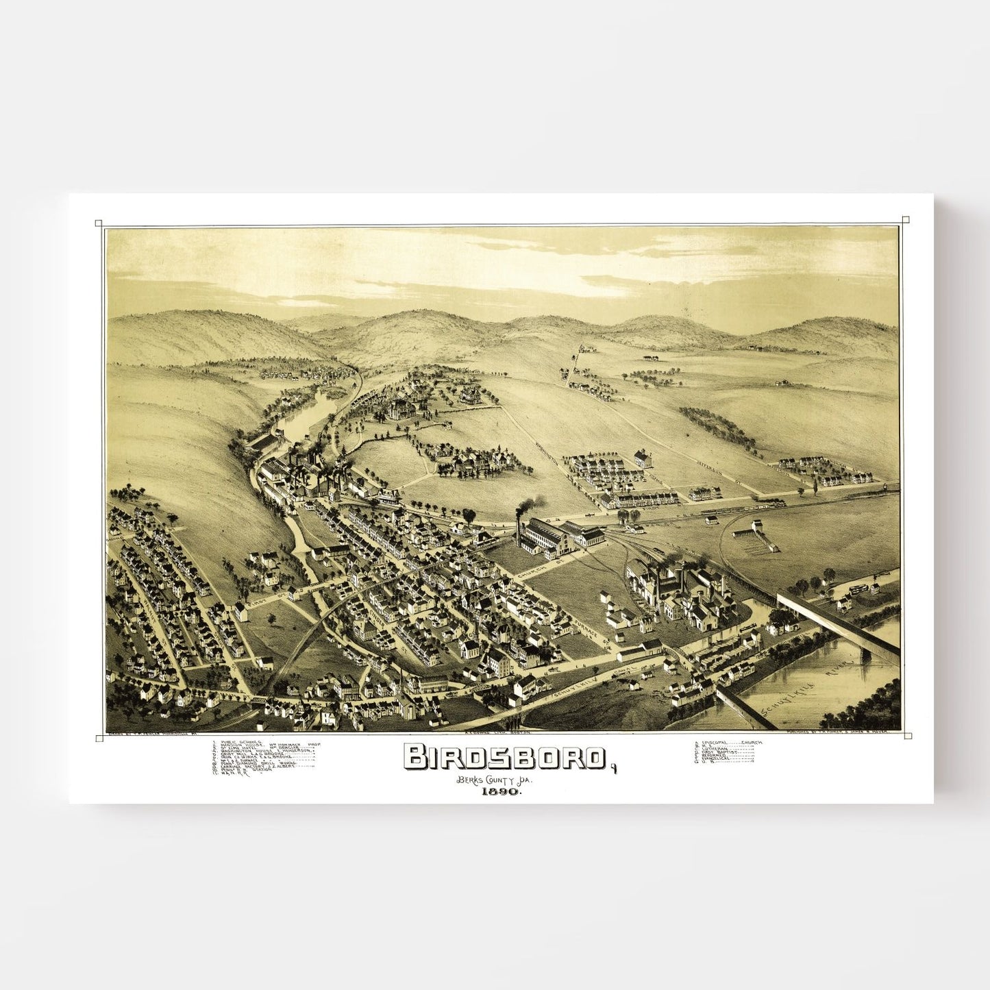 Vintage Map of Birdsboro, Pennsylvania, 1890