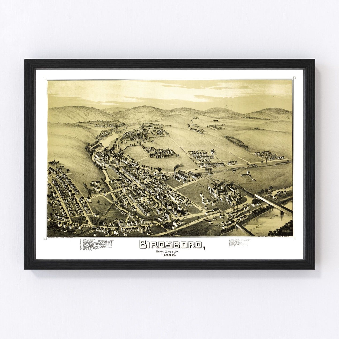 Vintage map of Birdsboro, Pennsylvania, 1890