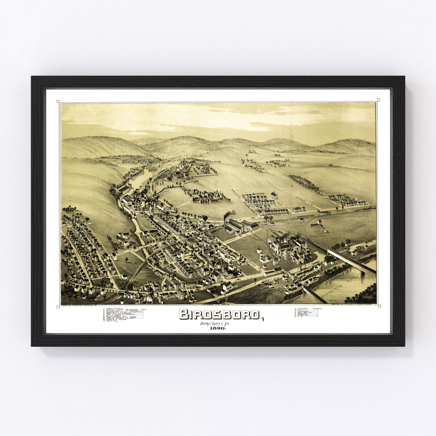 Vintage map of Birdsboro, Pennsylvania, 1890