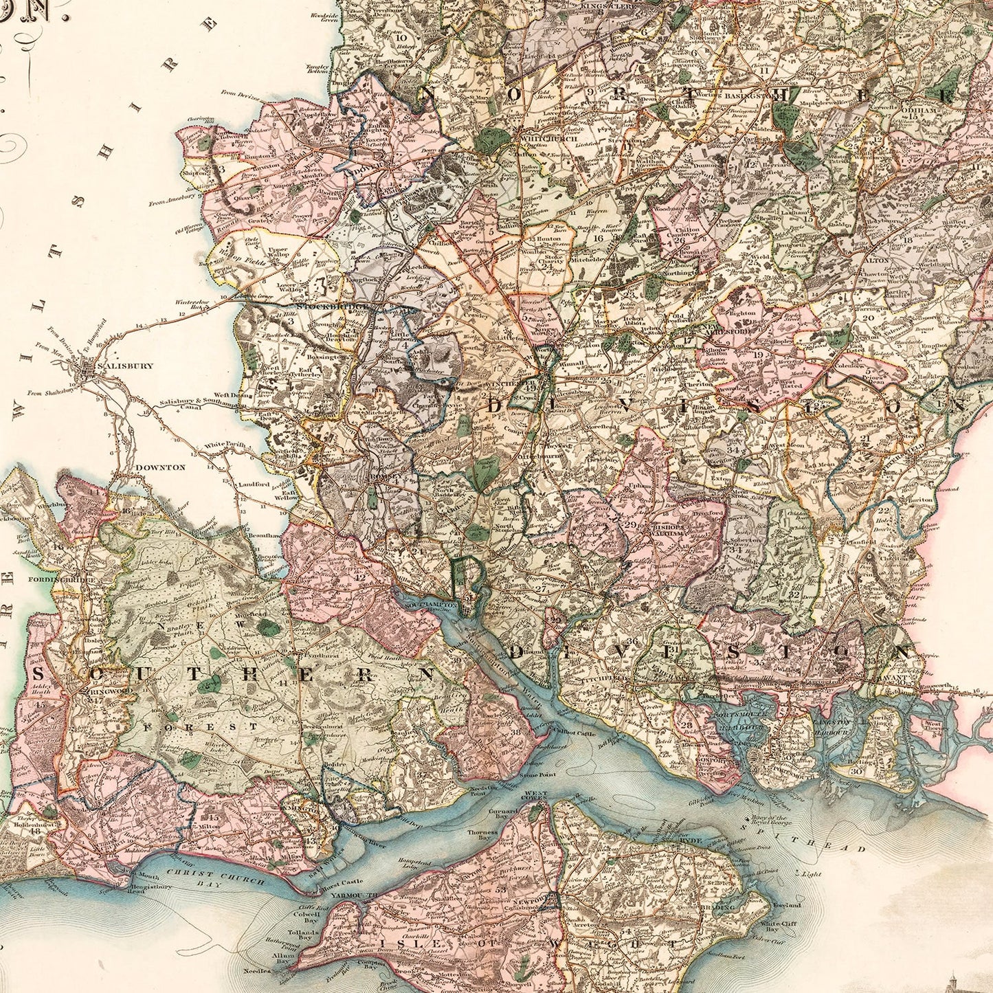 Vintage Map of Southampton, England, 1829