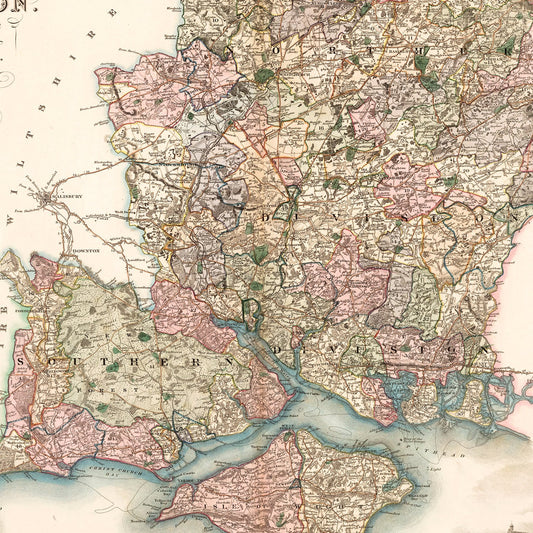 Vintage Map of Southampton, England, 1829