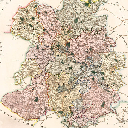 Vintage Map of Salop, England, 1830
