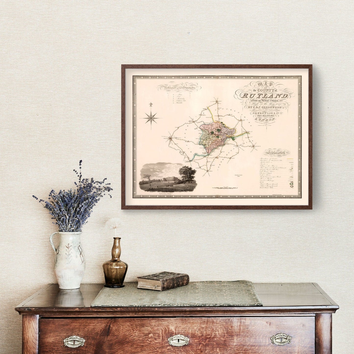 Vintage Map of Rutland, England, 1831