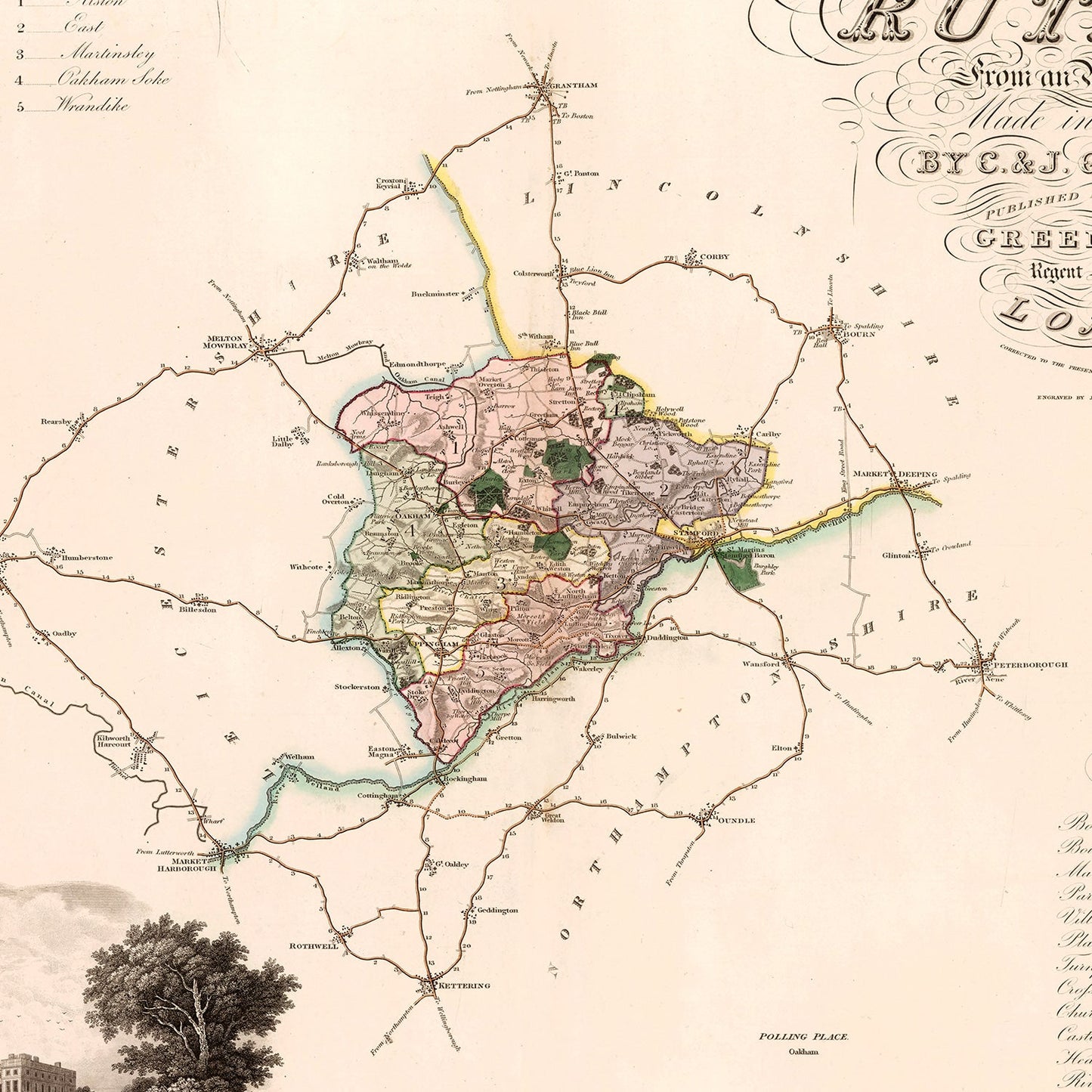 Vintage Map of Rutland, England, 1831