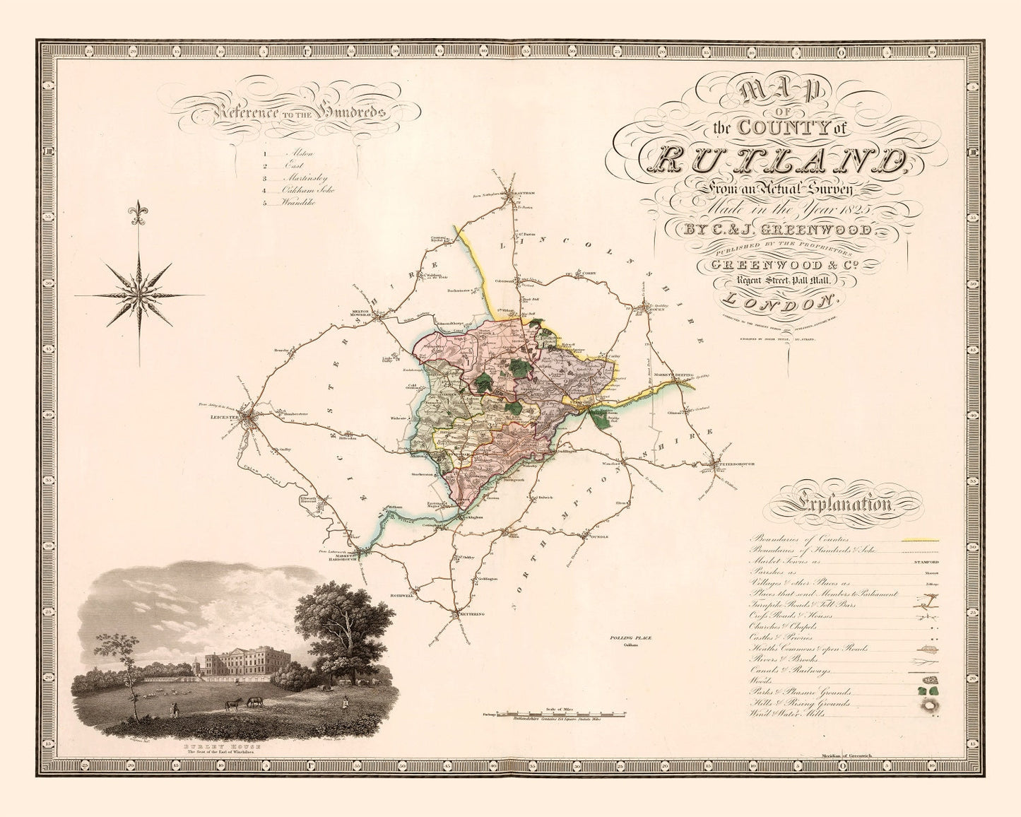 Vintage Map of Rutland, England, 1831