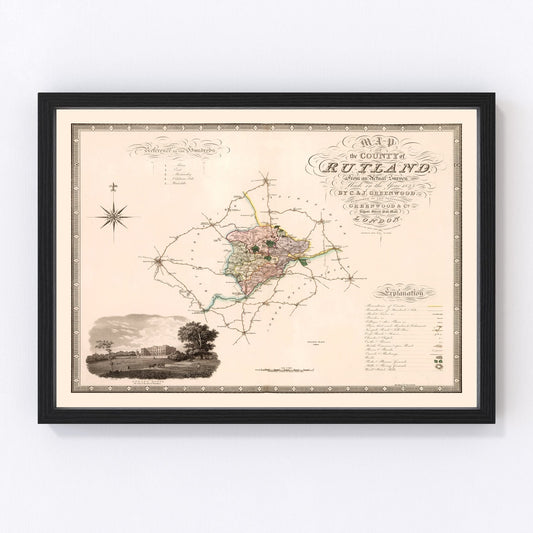 vintage map of Rutland, England, 1831