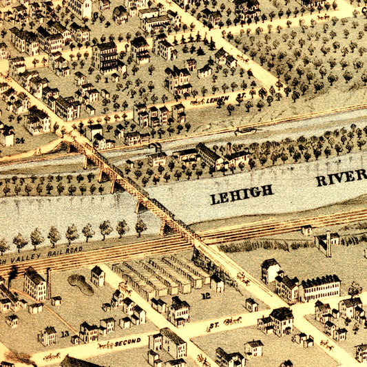 Vintage Map of Bethlehem, Pennsylvania, 1878