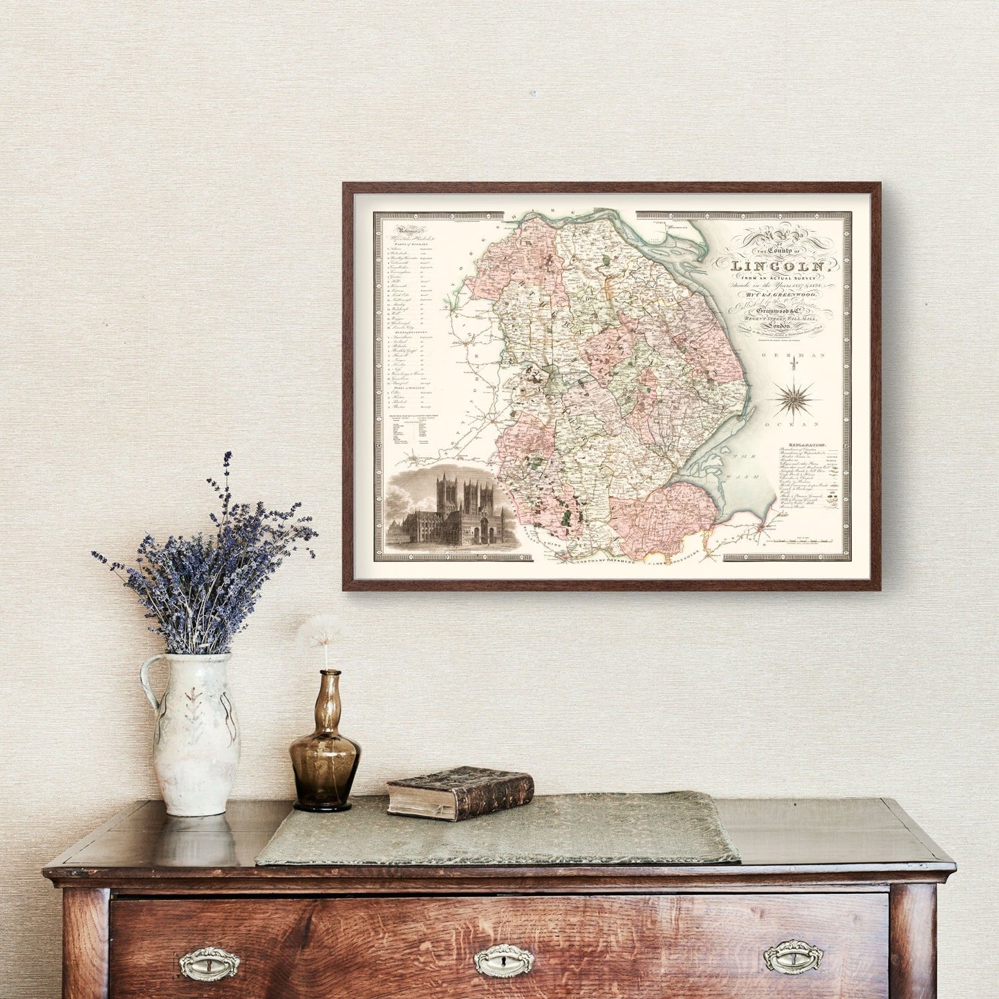 Vintage Map of Lincoln, England, 1831