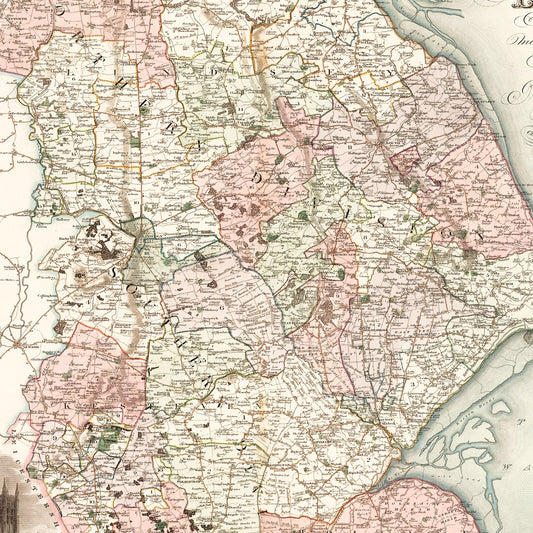 Vintage Map of Lincoln, England, 1831