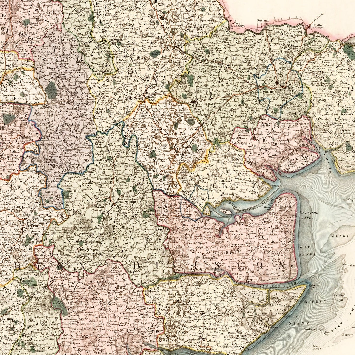 Vintage Map of Essex, England, 1831