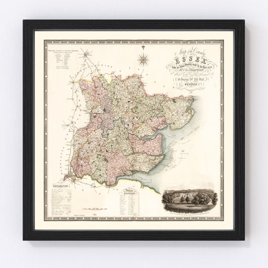 Vintage map of Essex, England, 1831
