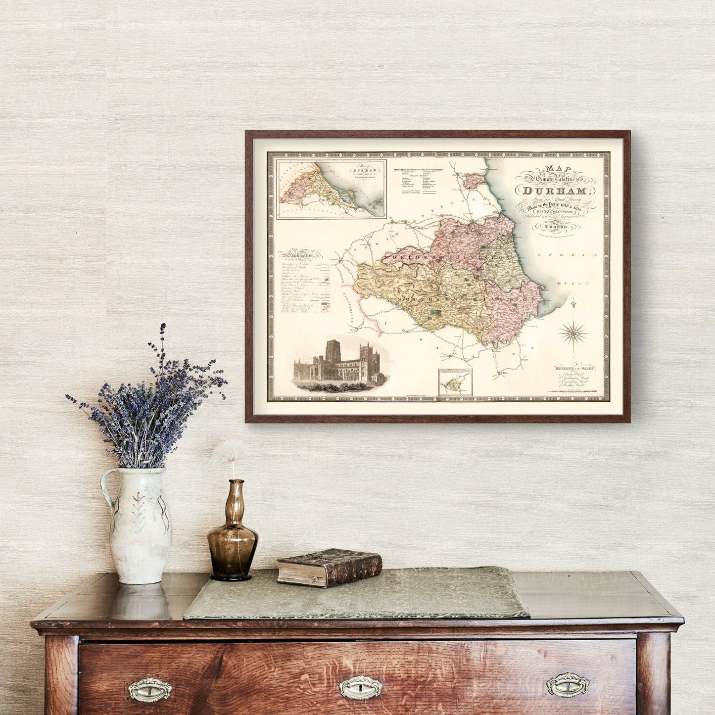 Vintage Map of County Durham, England, 1831