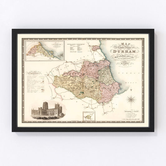 Vintage map of County Durham, England, 1831
