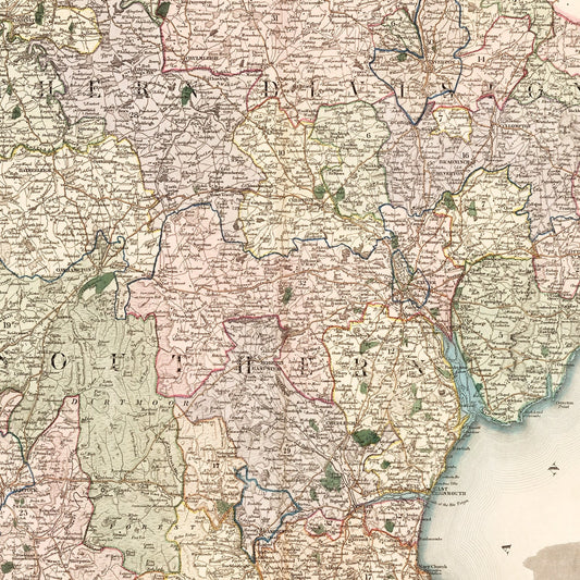 Vintage Map of Devon, England, 1829