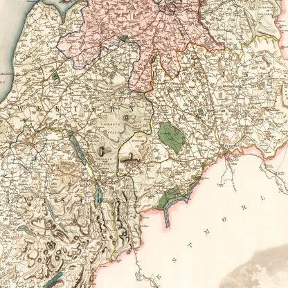 Vintage Map of Cumberland, England 1830