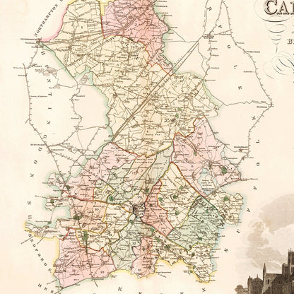 Vintage Map of Cambridge, England, 1834