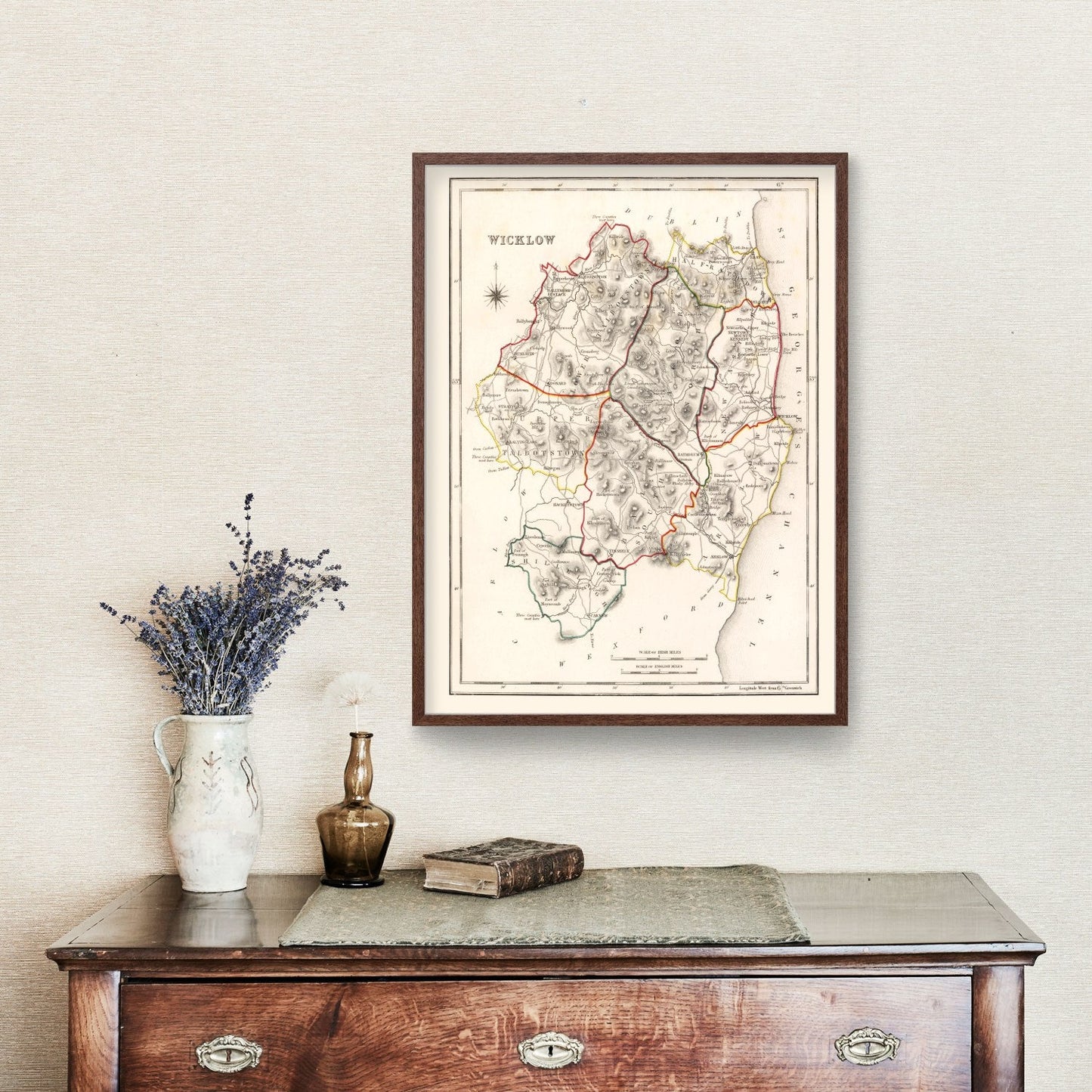 Vintage Map of County Wicklow, Ireland, 1846