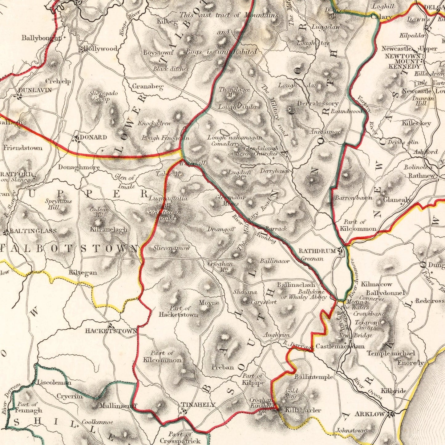 Vintage Map of County Wicklow, Ireland, 1846