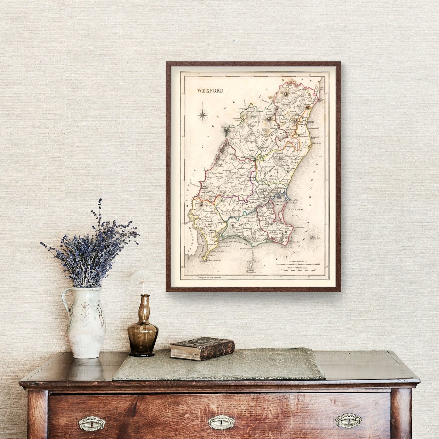 Vintage Map of County Wexford, Ireland, 1846
