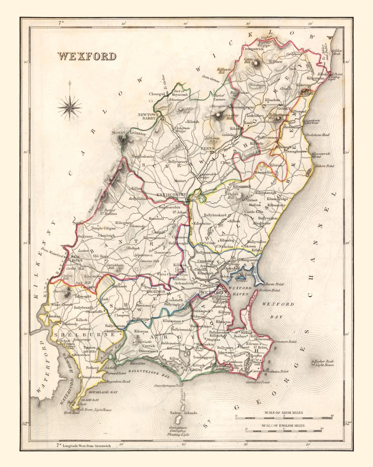 Vintage Map of County Wexford, Ireland, 1846