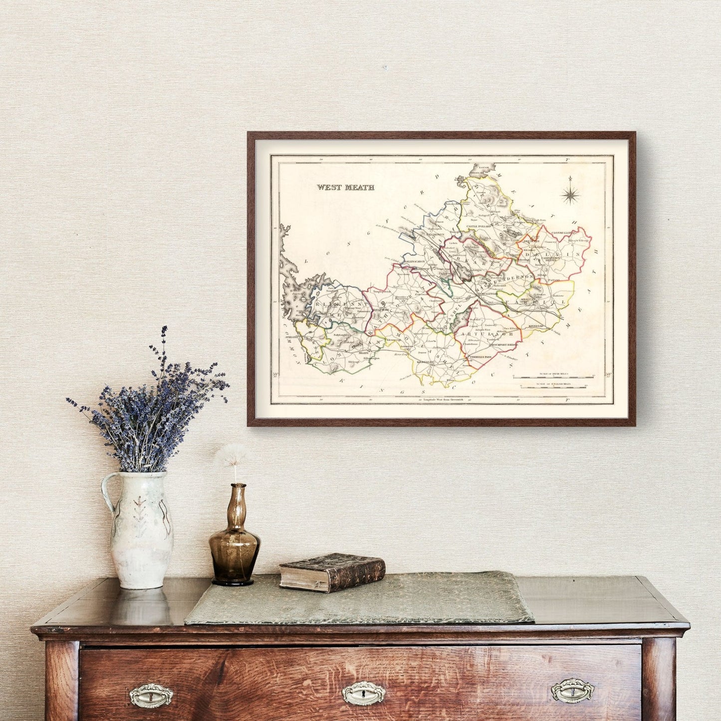 Vintage Map of County Westmeath, Ireland, 1846