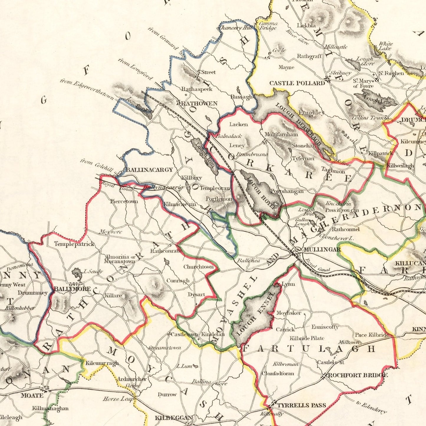 Vintage Map of County Westmeath, Ireland, 1846