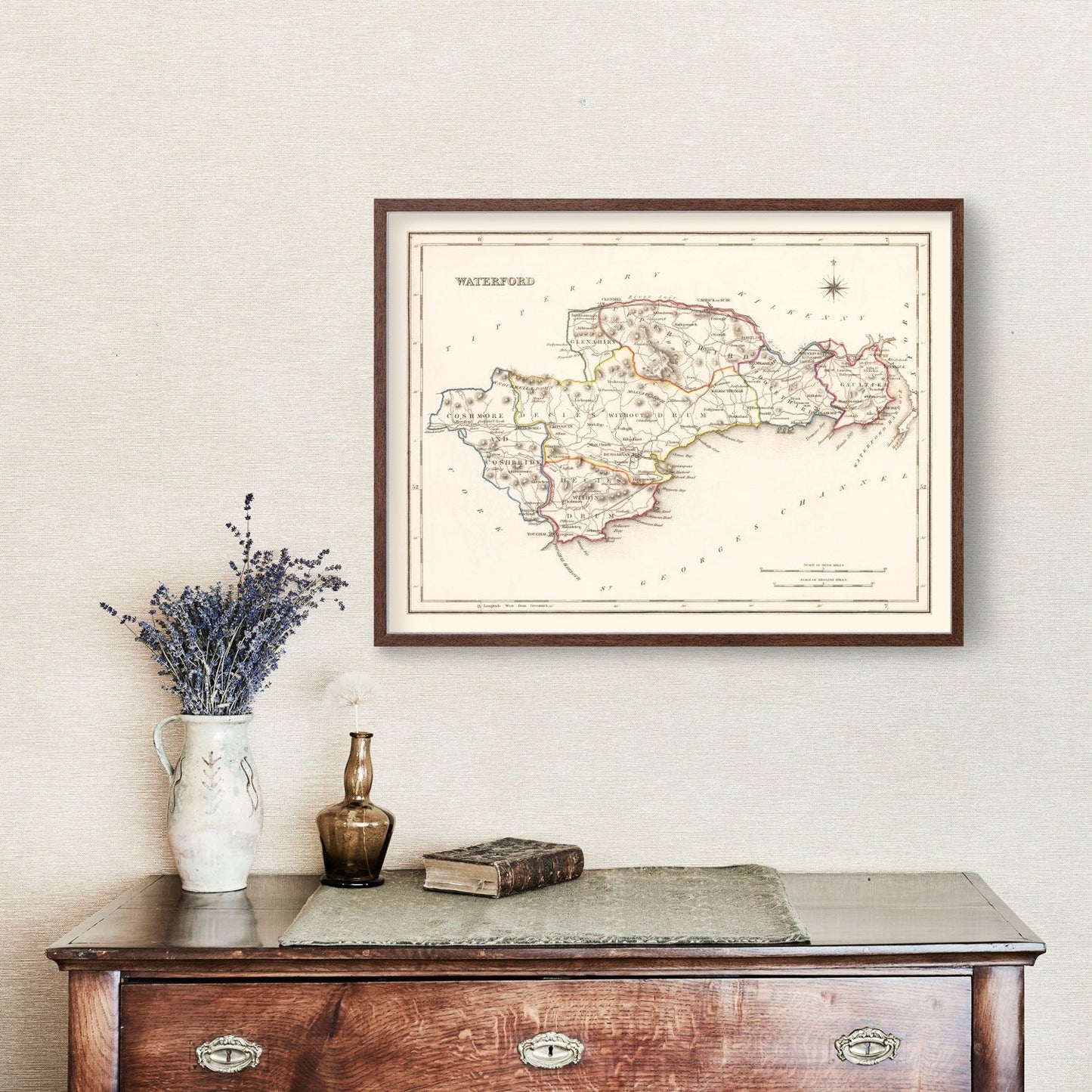 Vintage Map of Waterford County, Ireland 1846