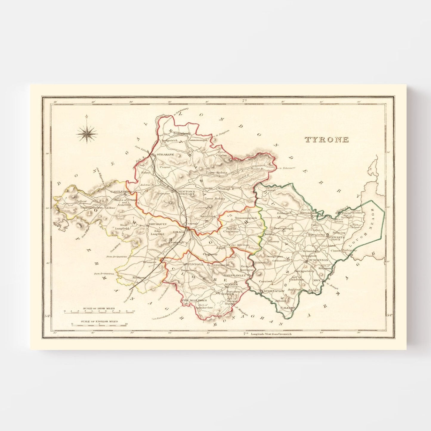 Vintage Map of Tyrone County, Ireland, 1846