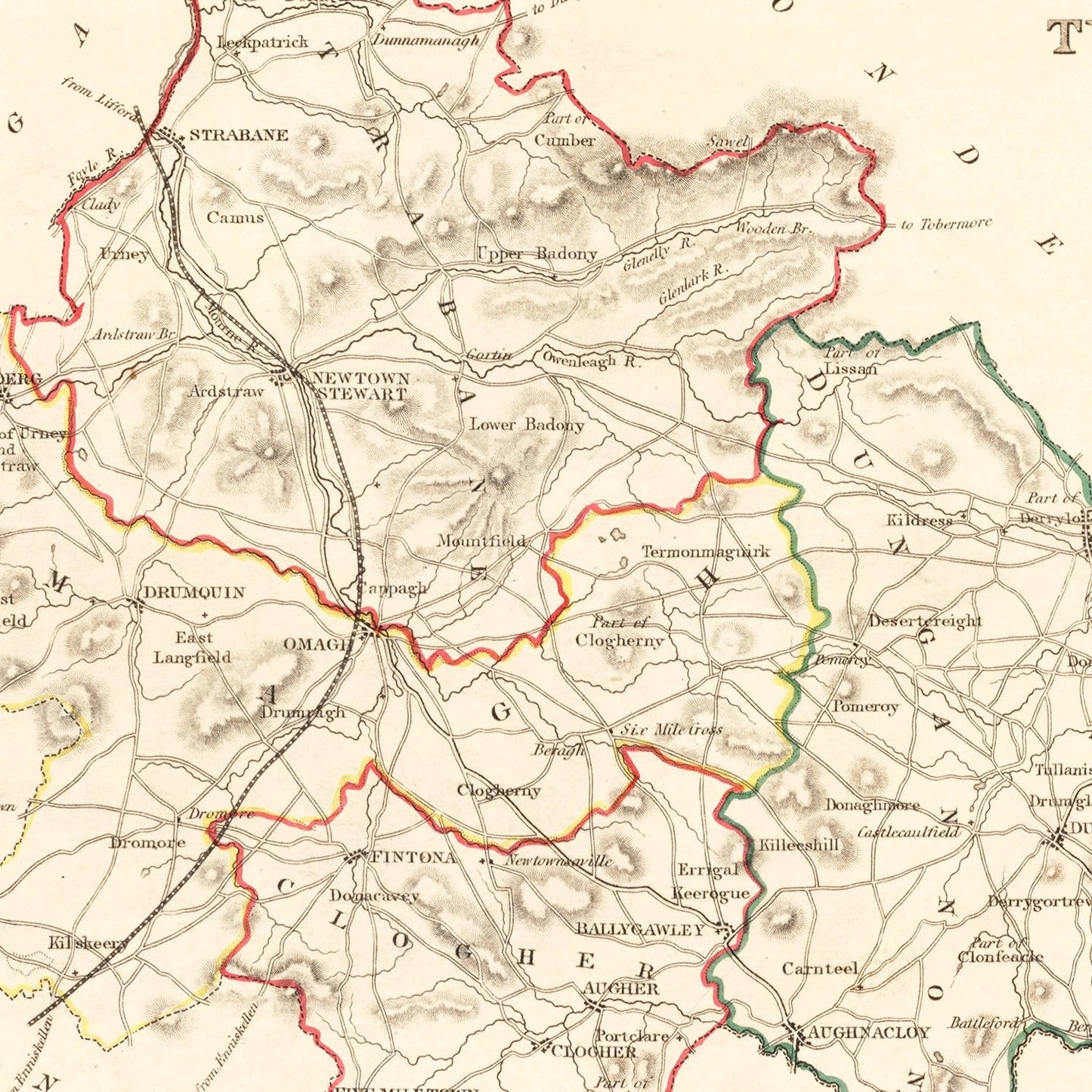 Vintage Map of Tyrone County, Ireland, 1846