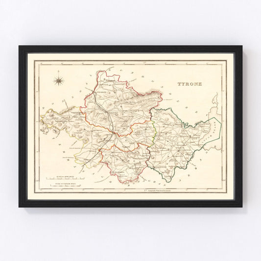 vintage map of Tyrone County, Ireland, 1846