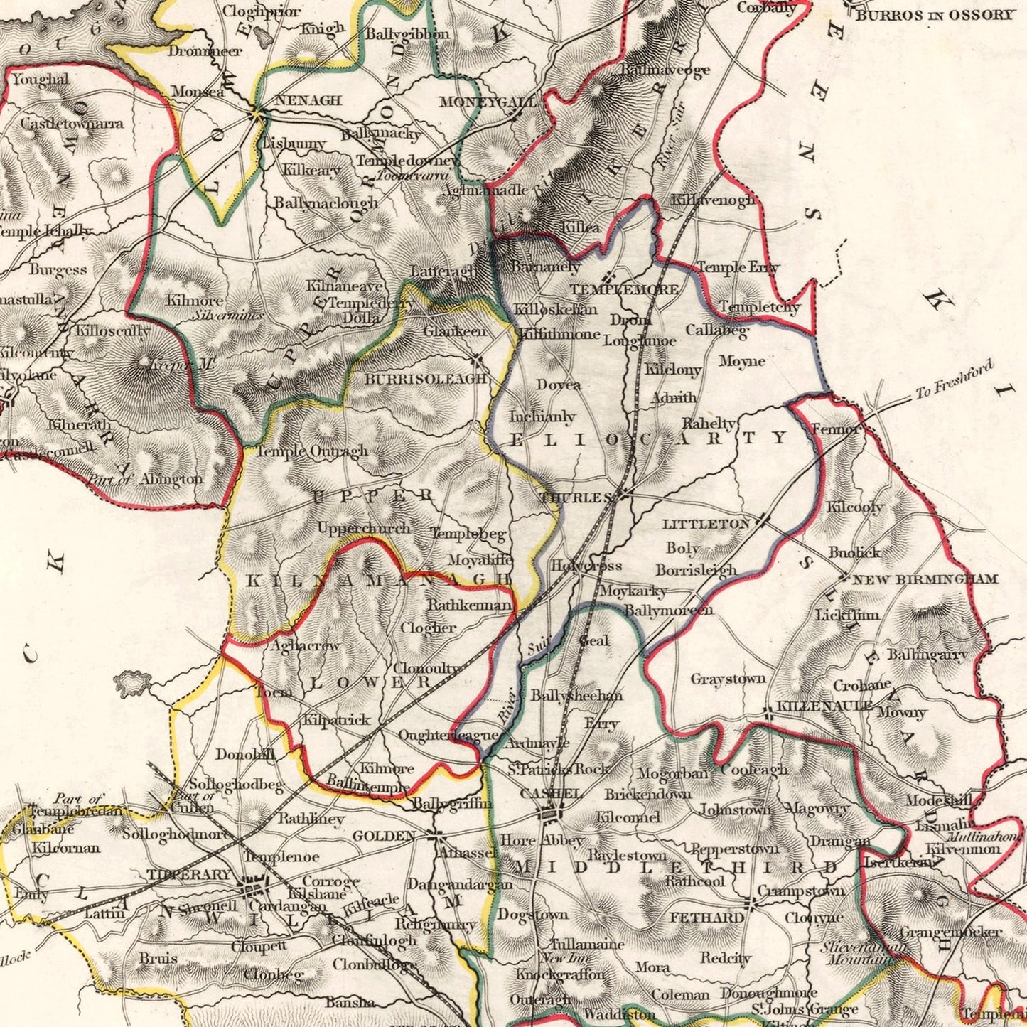 Vintage Map of Tipperary County, Ireland, 1846