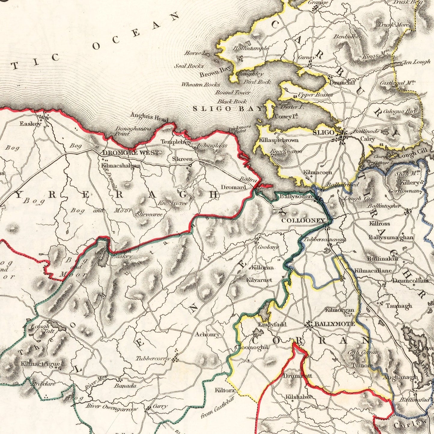 Vintage Map of Sligo County, Ireland, 1846