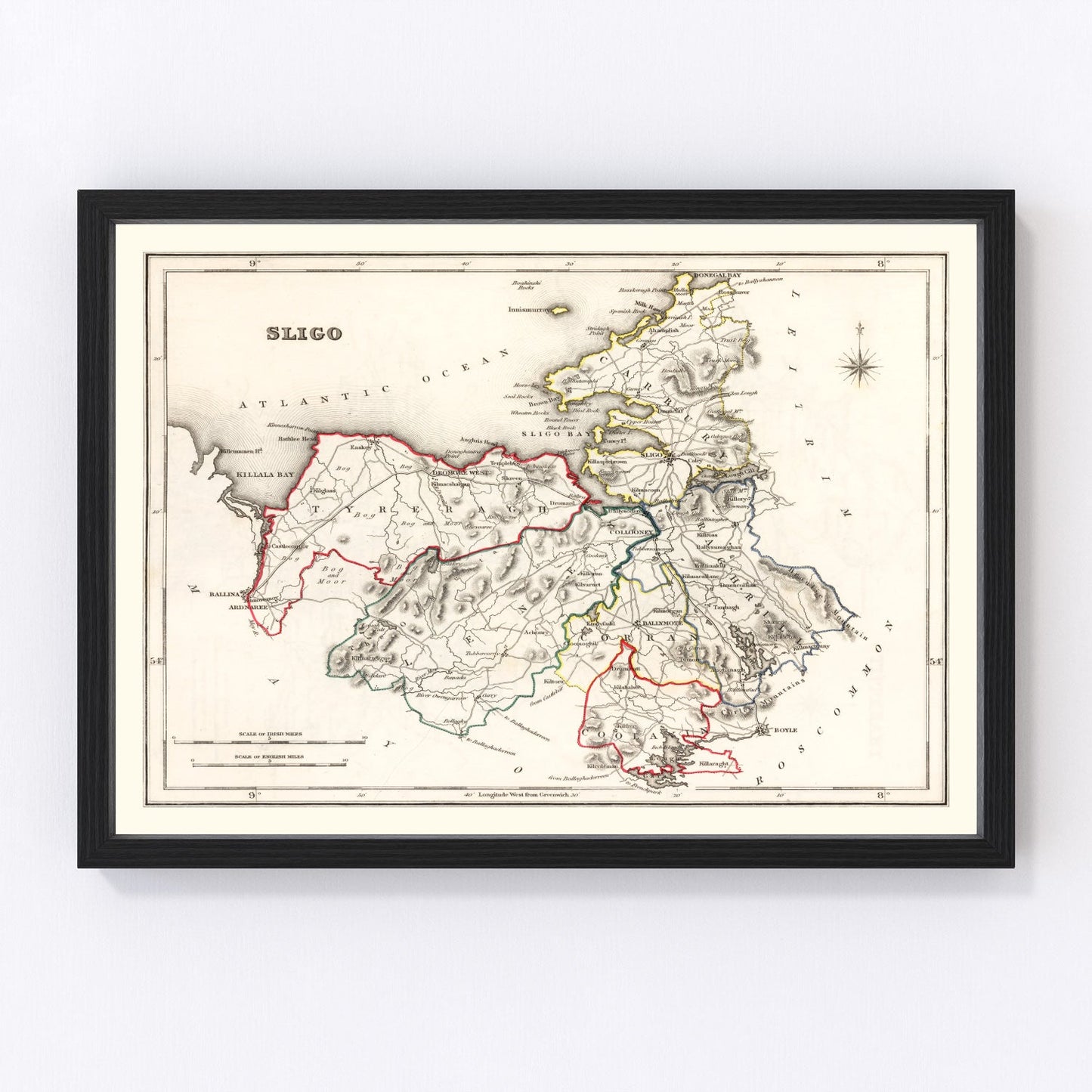 Vintage map of Sligo County, Ireland, 1846