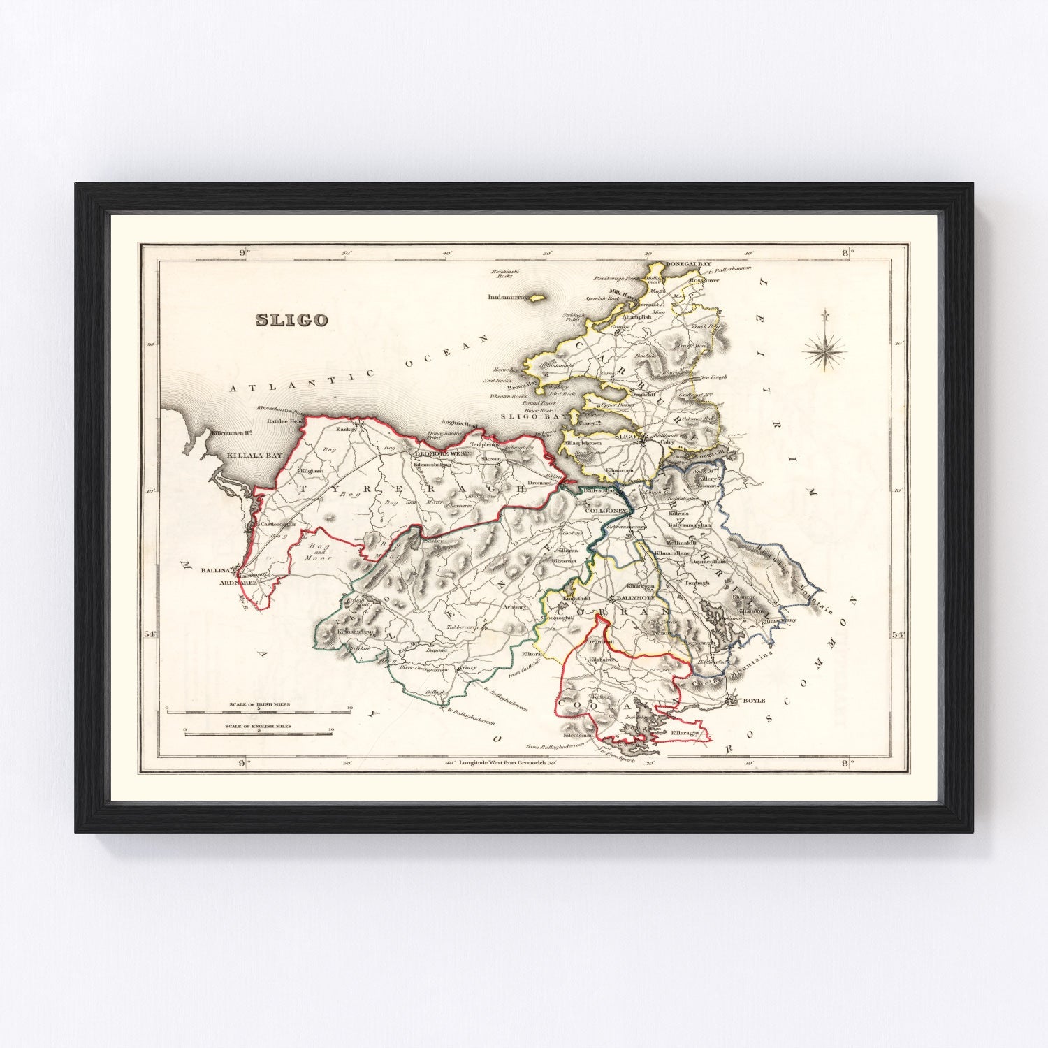 Vintage map of Sligo County, Ireland, 1846