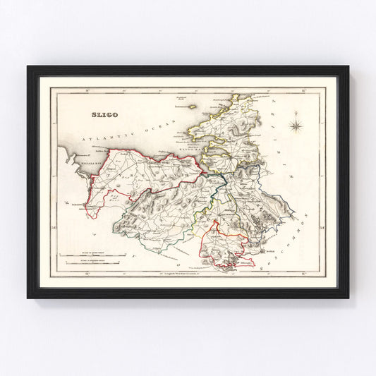Vintage map of Sligo County, Ireland, 1846