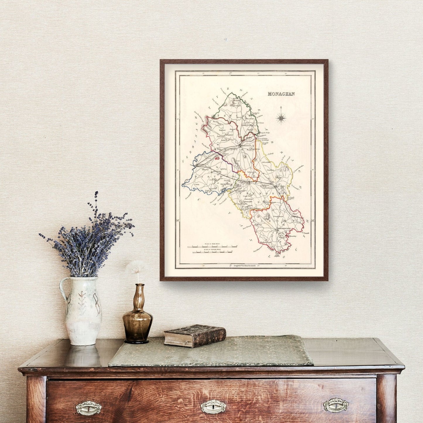 Vintage Map of Monaghan County, Ireland, 1846